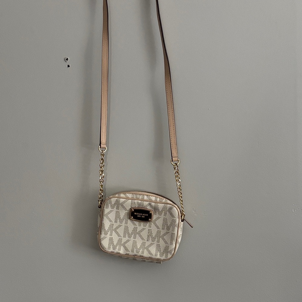 Michael Kors Tan and Gold Crossbody Bag